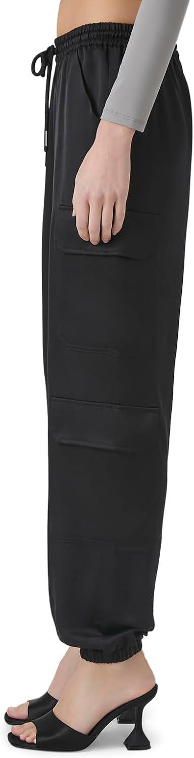 image:imageForever 21 Womens Satin MidRise Cargo PantsBlack