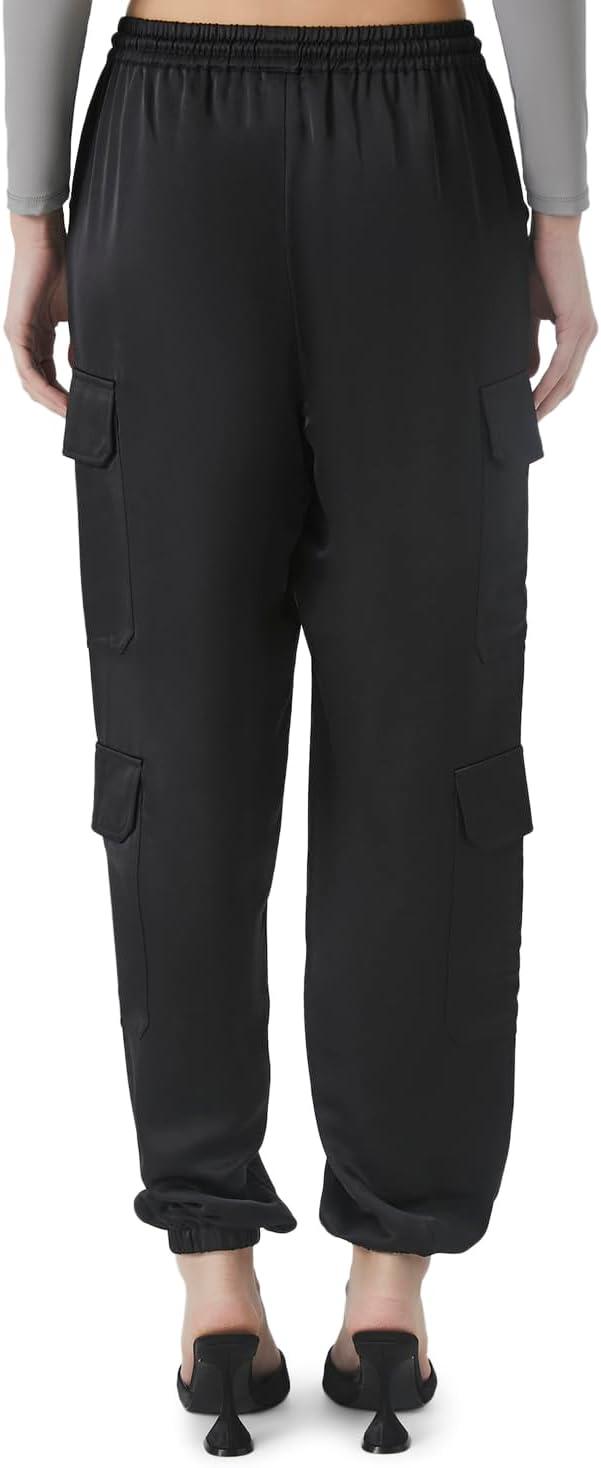 image:imageForever 21 Womens Satin MidRise Cargo PantsBlack