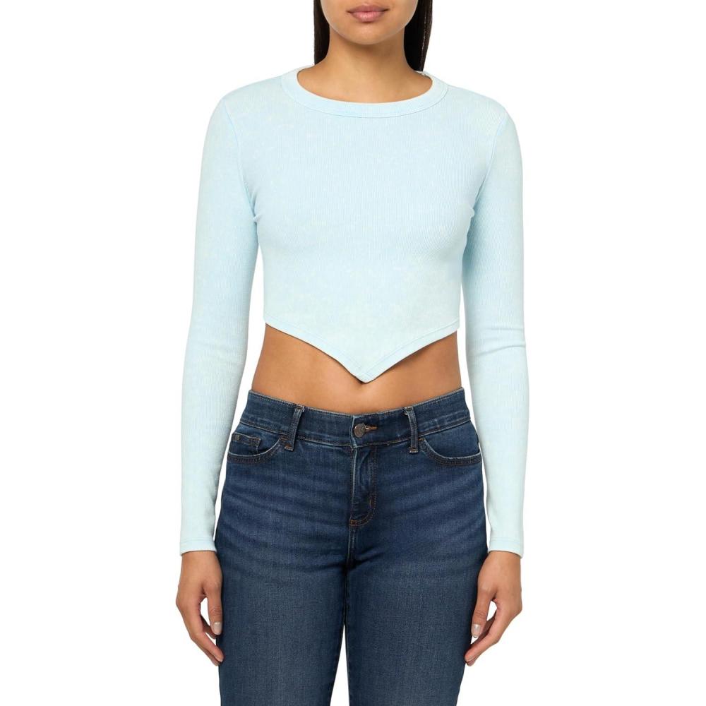 image:imageForever 21 Womens Acid Wash Crop TopLight Blue