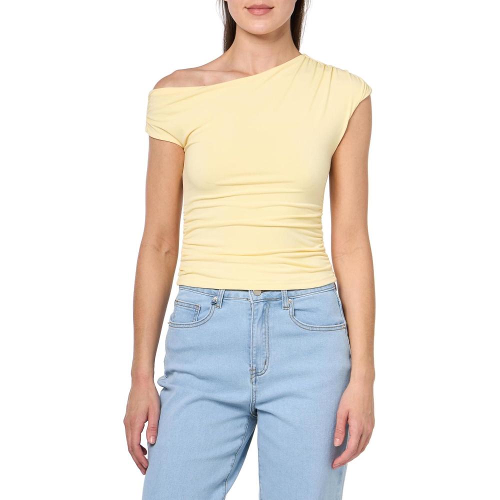 image:imageForever 21 Womens Asymmetric Top with Side RuchingYellow