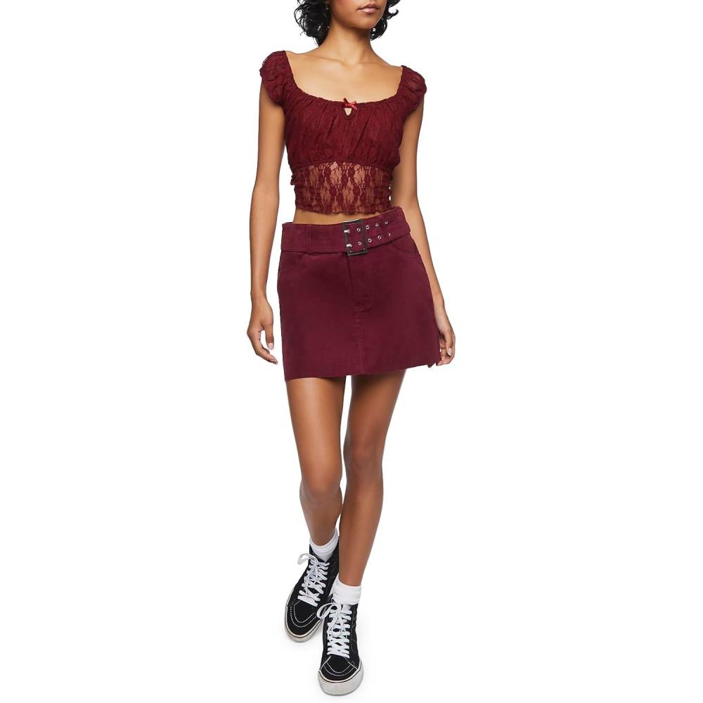 image:imageForever 21 Womens Belted Mini SkirtMerlot