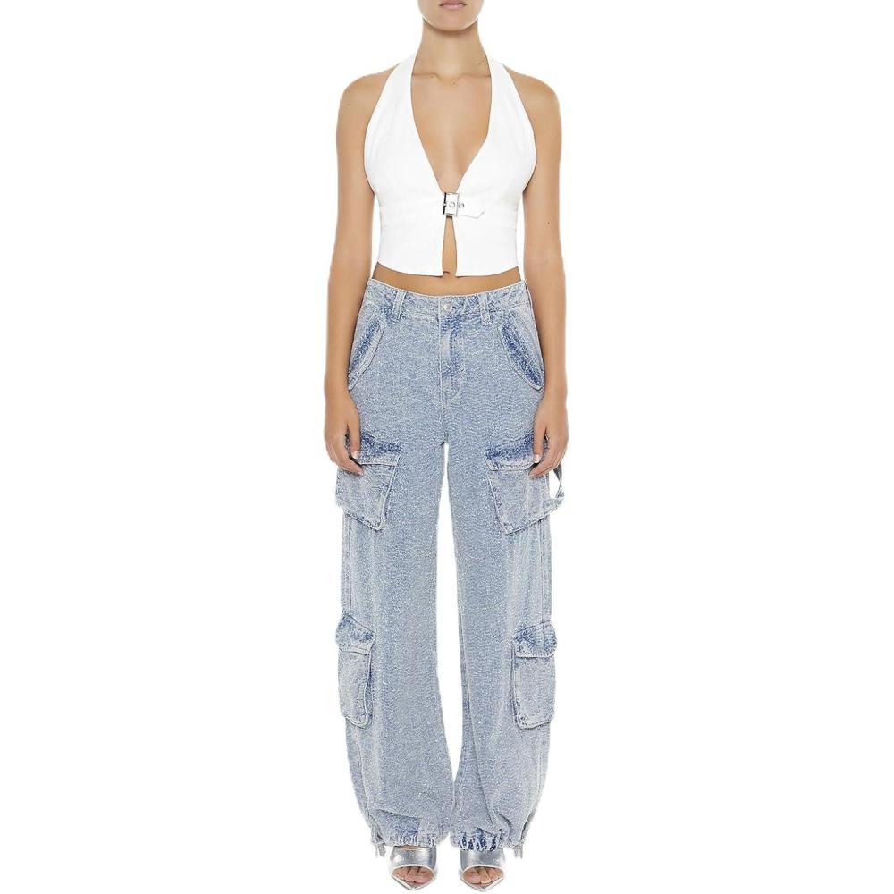 image:imageForever 21 Womens Carpenter Cargo JeansDark Denim