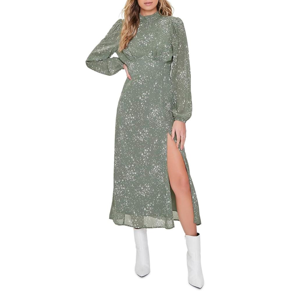 image:imageForever 21 Womens Celestial Print OpenBack Midi DressGreen