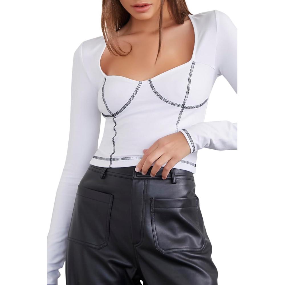 image:imageForever 21 Womens ContrastSeam Sweetheart Top