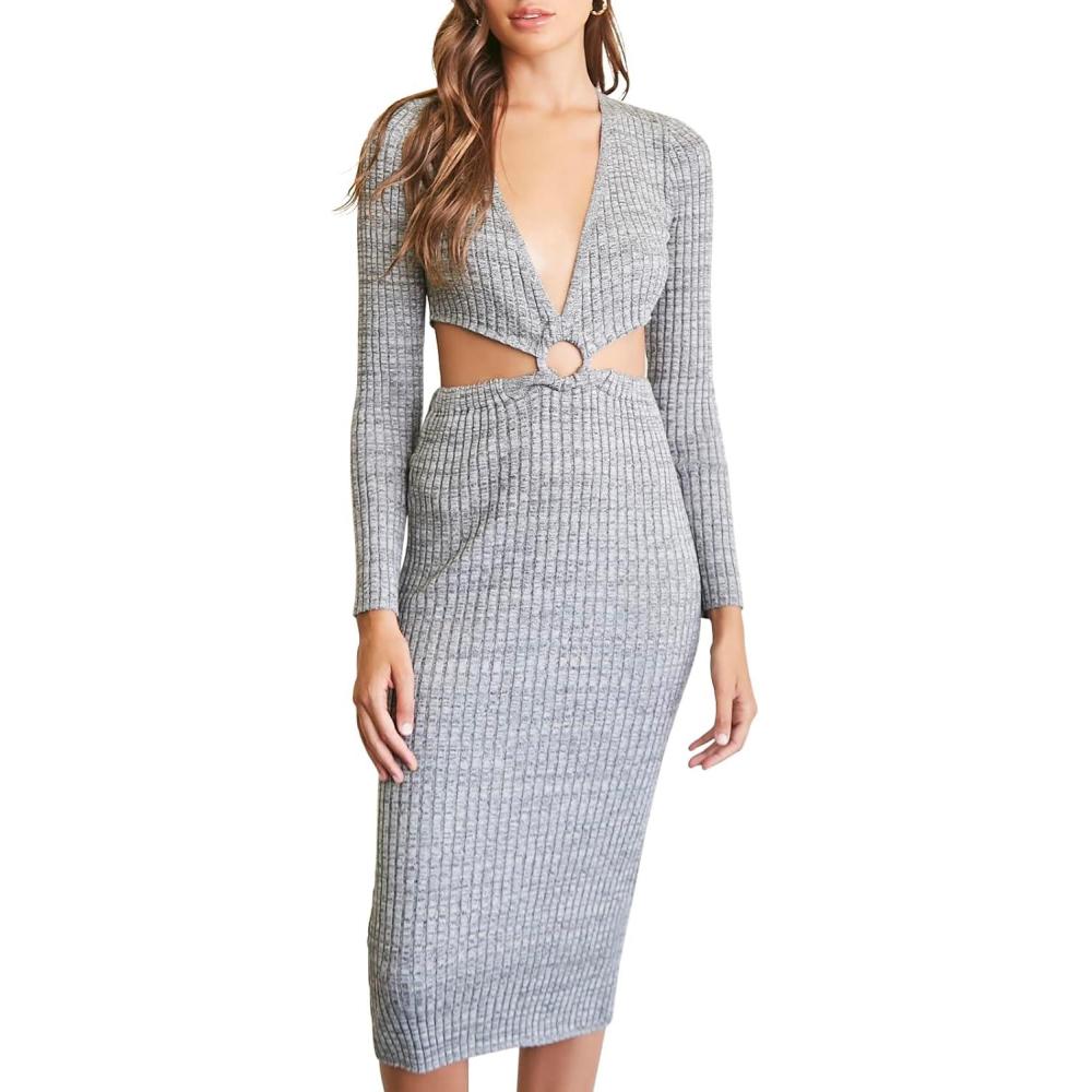 image:imageForever 21 Womens Cutout Bodycon DressHeather Grey