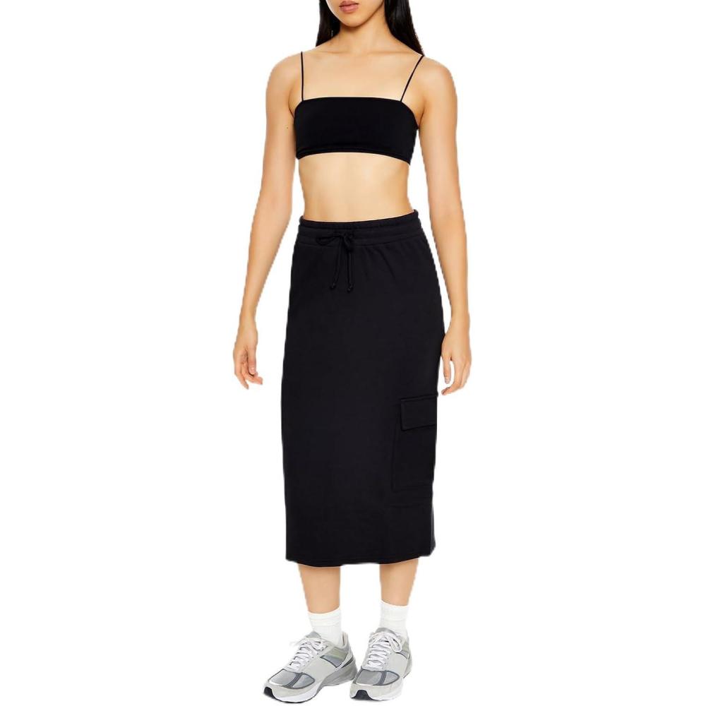 image:imageForever 21 Womens Fleece Cargo Midi SkirtBlack
