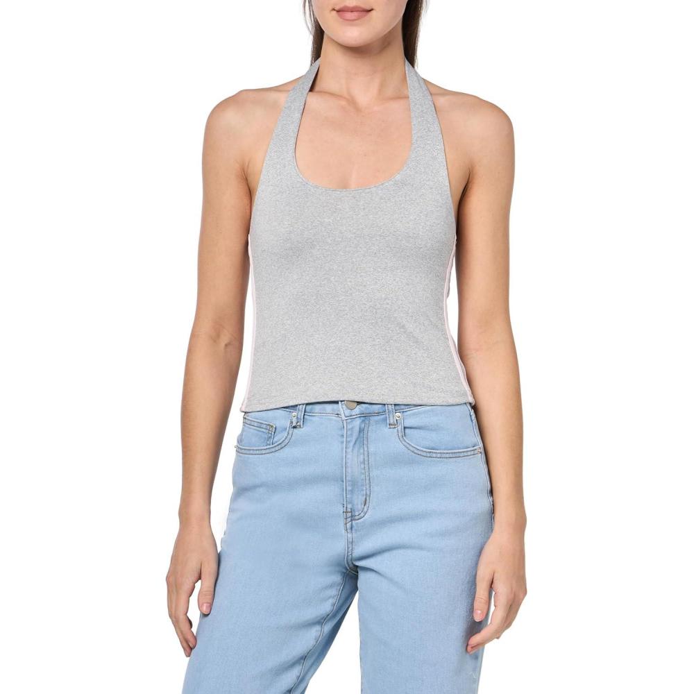 image:imageForever 21 Womens Halter Top with Graphic Print Casual Trend StyleHeather Grey