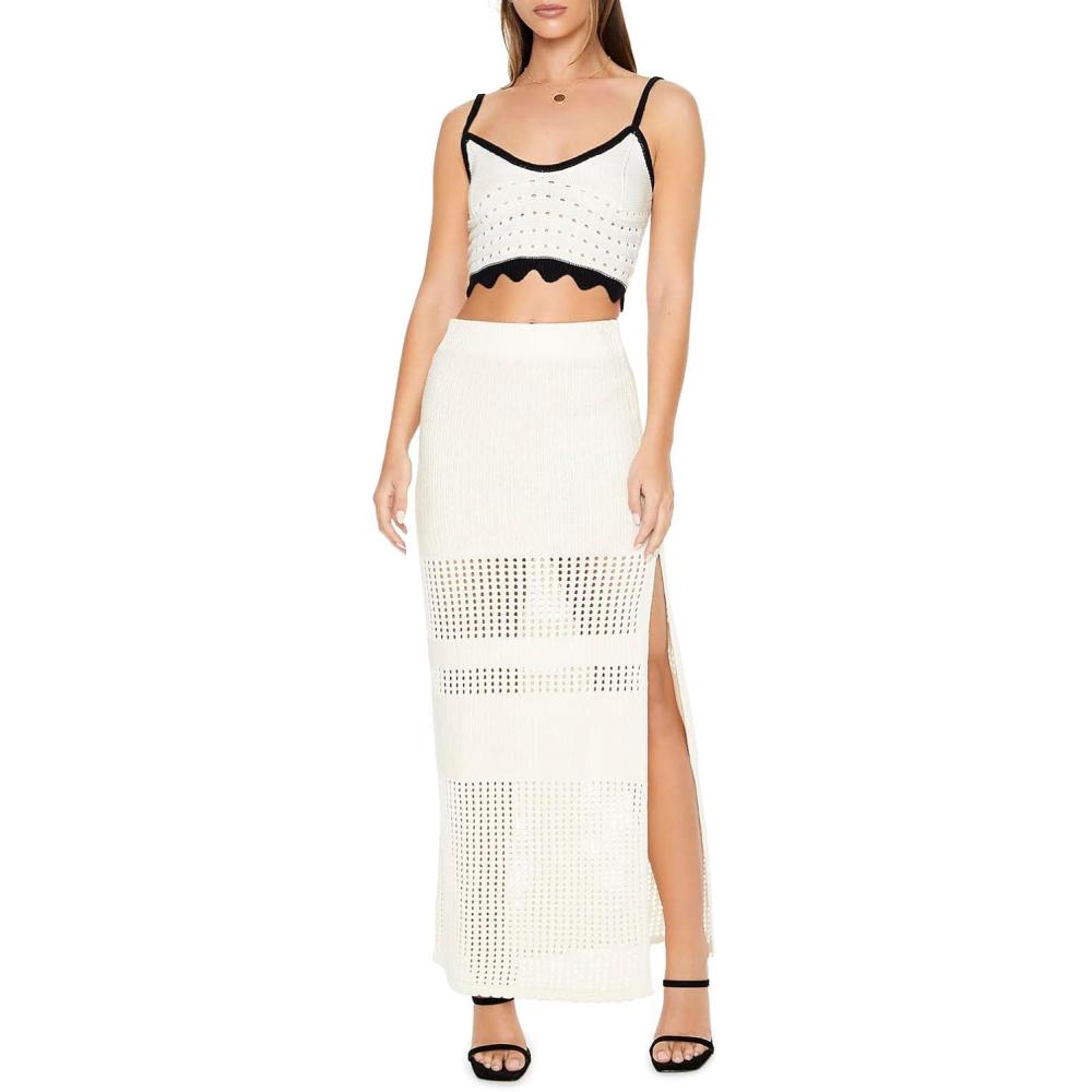 image:imageForever 21 Womens OpenKnit Maxi SkirtVanilla