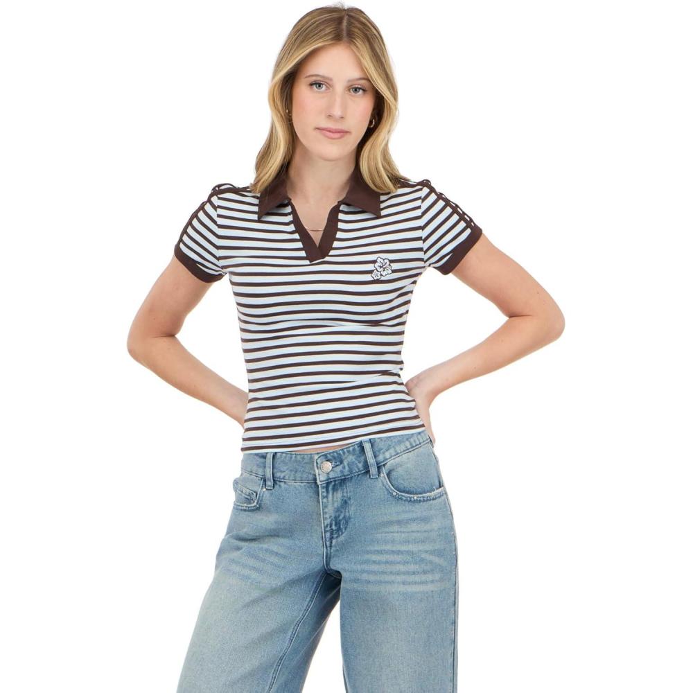 image:imageForever 21 Womens Polo Tee with EmbroideryBrown