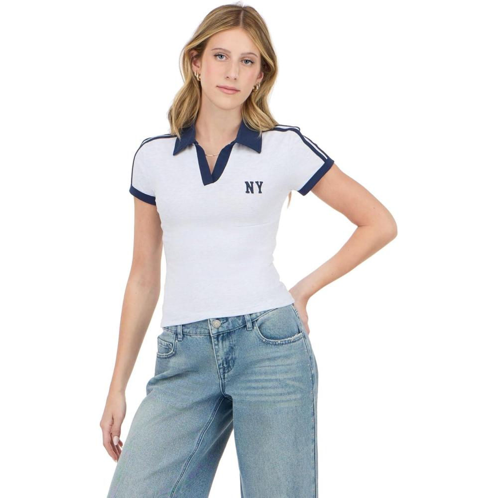 image:imageForever 21 Womens Polo Tee with EmbroideryGrey