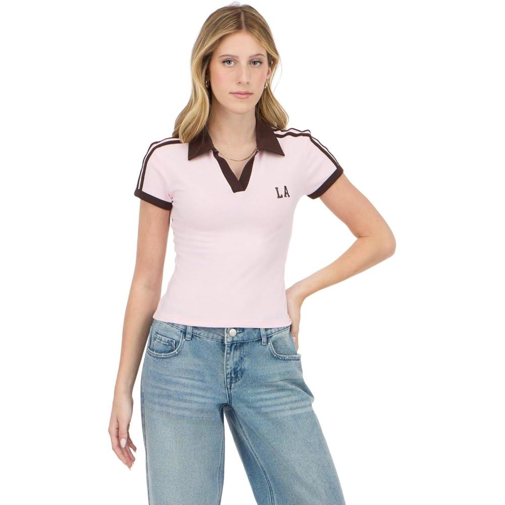 image:imageForever 21 Womens Polo Tee with EmbroideryPink