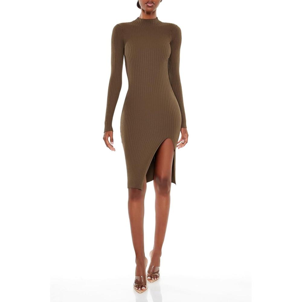 image:imageForever 21 Womens Ribbed Knit Midi Sweater DressCypress