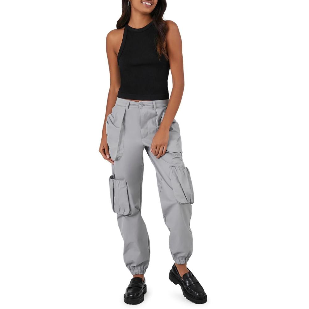 image:imageForever 21 Womens Ruched Pocket JoggersHarbor Grey