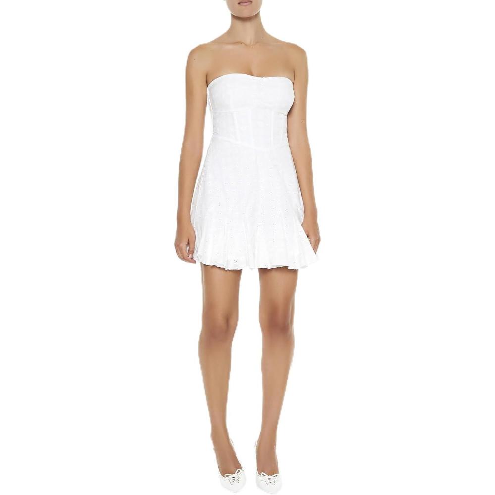 image:imageForever 21 Womens Strapless Eyelet Corset Mini DressWhite