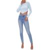 Forever 21 Women’s Acid Wash Crop Top(Light Blue)