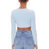 Forever 21 Women’s Acid Wash Crop Top(Light Blue)