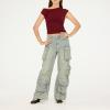 Forever 21 Women’s Asymmetric Ruched Crop Top(Burgundy)