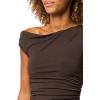 Forever 21 Womens Asymmetric Top with Side Ruching(Brown)