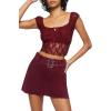 Forever 21 Women’s Belted Mini Skirt(Merlot)
