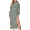 Forever 21 Women’s Celestial Print Open-Back Midi Dress(Green)