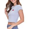 Forever 21 Women’s Cherry Graphic Cropped Tee(Blue)