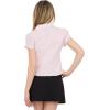 Forever 21 Women’s Collared Button Down Top with Ruffle Hem(Pink)