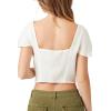 Forever 21 Women’s Crepe Butterfly Sleeve Crop Top(Cream)