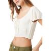 Forever 21 Women’s Crepe Butterfly Sleeve Crop Top(Cream)