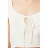 Forever 21 Women’s Crepe Butterfly Sleeve Crop Top(Cream)