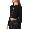Forever 21 Women’s Cropped Hook-and-Eye Sweater(Black)