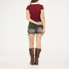 Forever 21 Women’s Cropped Polo Tee with Embroidered Graphic(Burgundy)