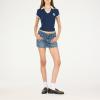 Forever 21 Women’s Cropped Polo Tee with Embroidered Graphic(Navy)