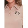 Forever 21 Women’s Embroidered 90s Kid Polo Shirt(Taupe)