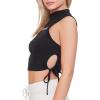 Forever 21 Women’s Embroidered Felt Cute Crop Top(Black)