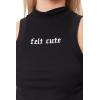 Forever 21 Women’s Embroidered Felt Cute Crop Top(Black)
