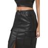 Forever 21 Women’s Faux Leather Maxi Slit Skirt(Black)