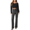 Forever 21 Women’s Faux Leather Straight-Leg Pants(Black)
