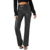 Forever 21 Women’s Faux Leather Straight-Leg Pants(Black)