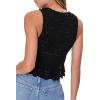Forever 21 Women’s Floral Lace Scalloped Top(Black)