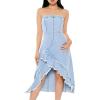 Forever 21 Women’s Frayed Denim Tulip-Hem Midi Dress(Medium Denim)