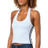 Forever 21 Women’s Halter Top with Graphic Print Casual Trend Style(Blue)