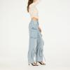 Forever 21 Women’s Long Sleeve Ruched Crop Top(Ivory Camo)