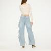 Forever 21 Women’s Long Sleeve Ruched Crop Top(Ivory Camo)