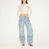 Forever 21 Women’s Long Sleeve Ruched Crop Top(Ivory Camo)