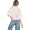 Forever 21 Women’s Mesh Cropped Boxy Football Tee with Screen Graphics(Pink)