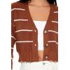 Forever 21 Women’s Pinstriped Cardigan Sweater(Brown)
