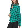 Forever 21 Women’s Plaid Button-Front Flannel Shirt(Green)