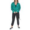 Forever 21 Women’s Plaid Button-Front Flannel Shirt(Green)