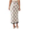 Forever 21 Women’s Plaid Lace-Trim Maxi Skirt(White)