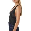 Forever 21 Women’s Plunging Knotted Satin Tank Top(Black)
